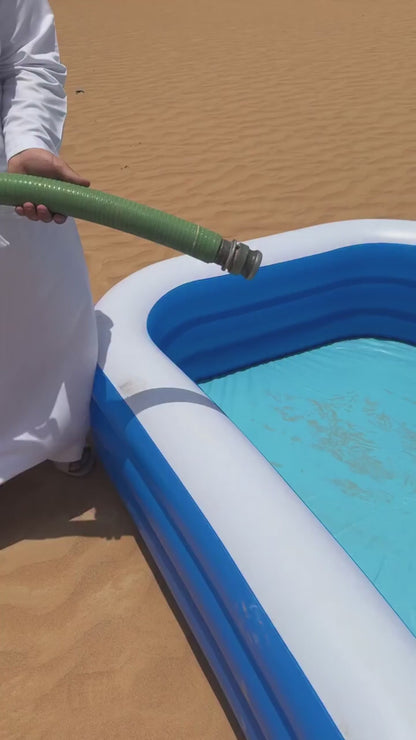 • مسبح قابل للنفخ مزود بمنفاخ